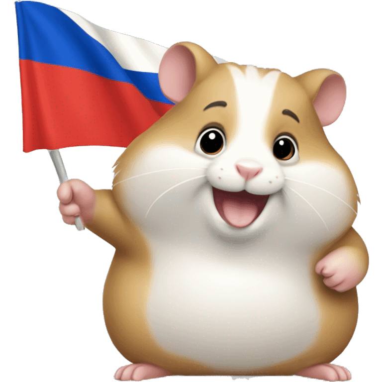 Fat hamster waiving small Russian flag in its hand emoji