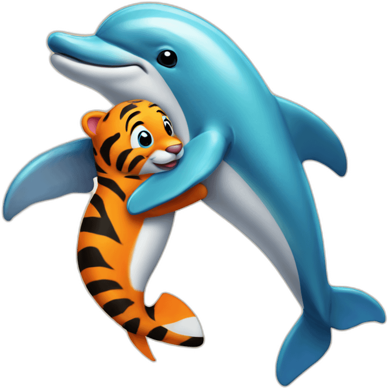 Dolphin hugging a tigger emoji