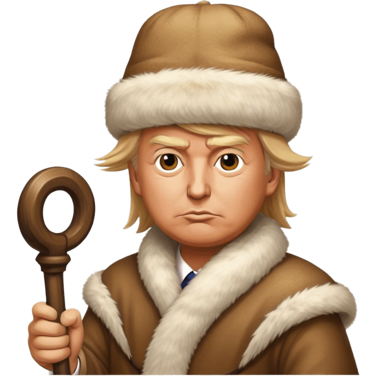 Donald Trump is a king in a fur hat, holding a staff
realistic emoji