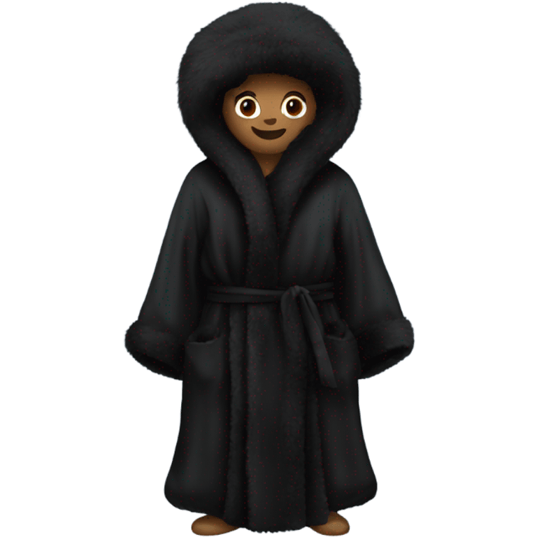 black silk robe with black fur emoji