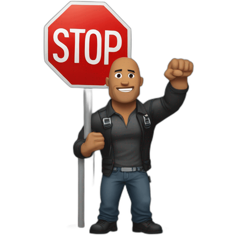 The rock holding up a stop sign emoji