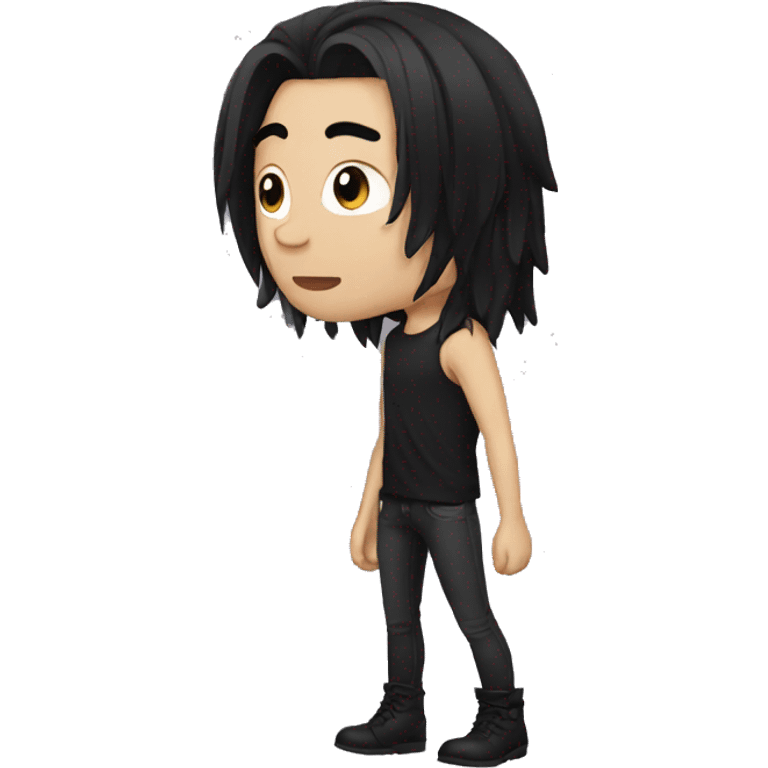 man with long black emo hair emoji