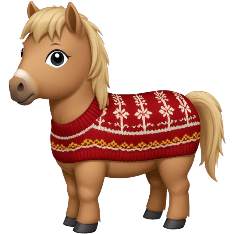 Shetland pony wearing a knitted jumper  emoji