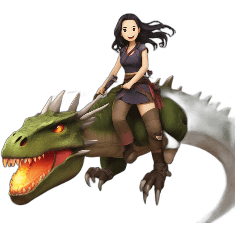 Nezuko sur dinosaure sur un dragon emoji