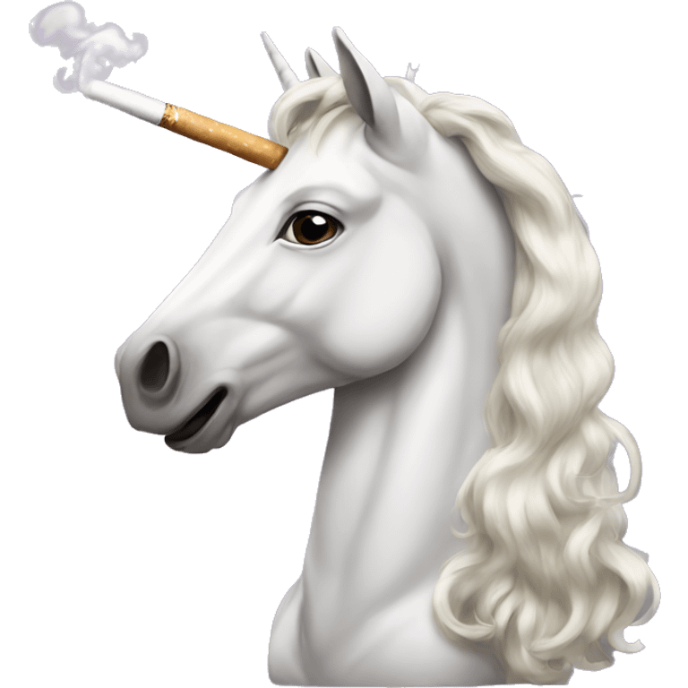 a unicorn smoking emoji