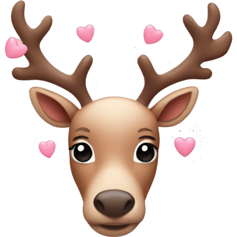 reindeer with pastel pink hearts emoji