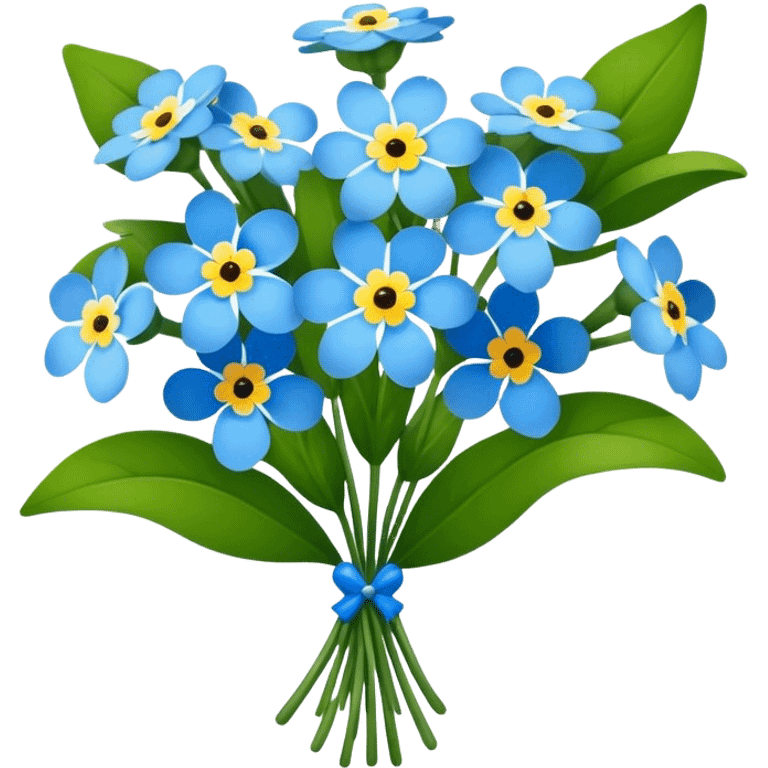 luxuriant, big bouquet Forget-Me-Not flower, stem, leaf emoji