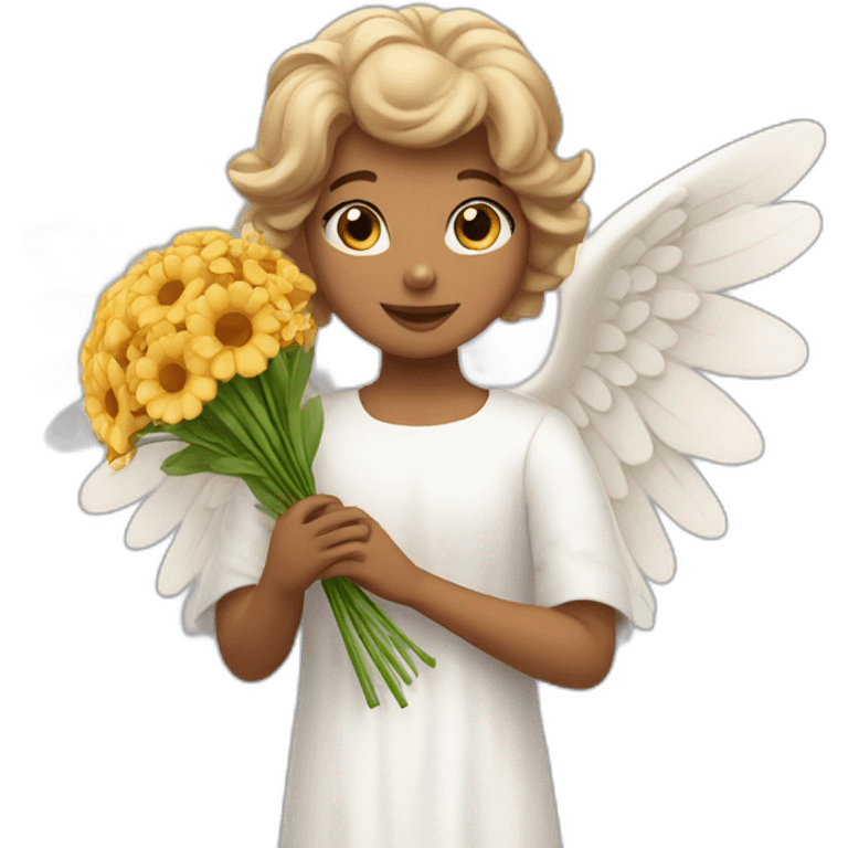 angel with bouquet of flowers emoji