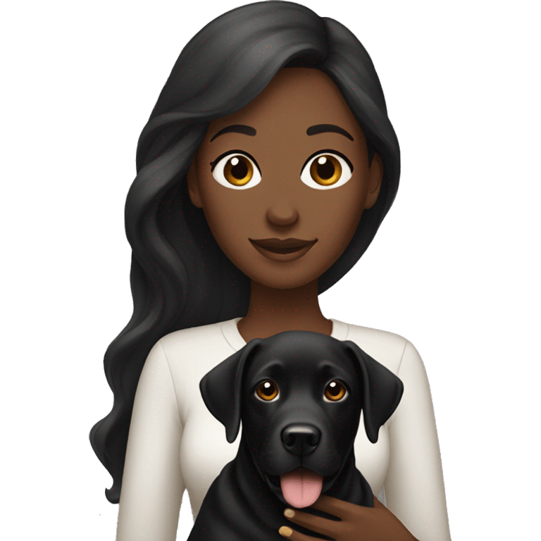 Black woman with a black Labrador  emoji