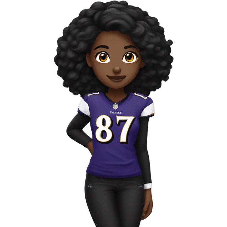 Black girl wearing Baltimore Ravens clothes emoji