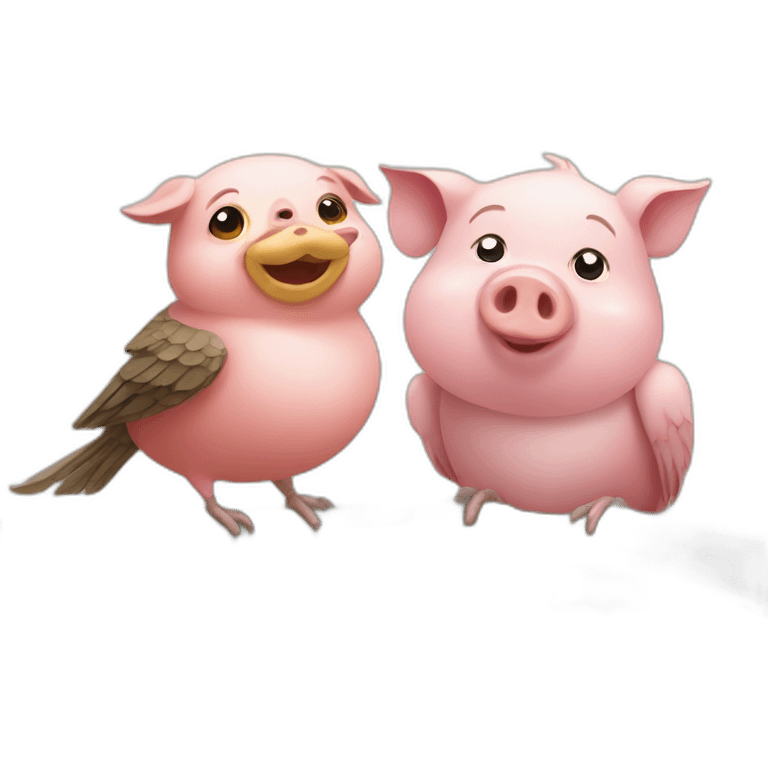 pig and Sparrow Friend emoji