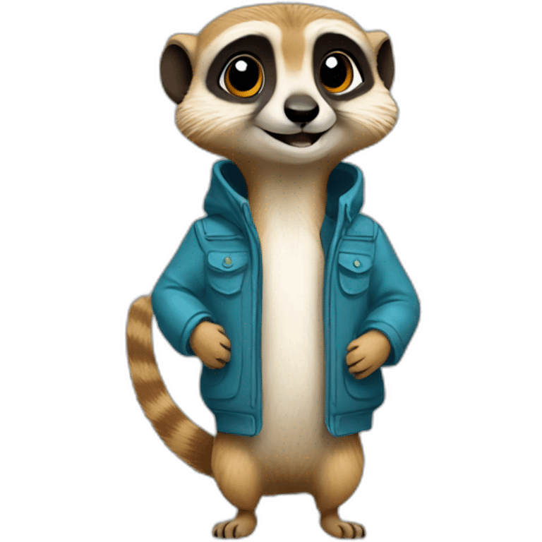 meerkat holding a sleeveless jacket emoji