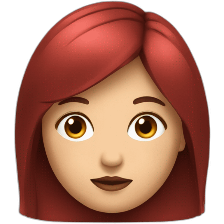 jovencita con cara redonda gordita mofletes rojos y pelo castaño con flequillo emoji