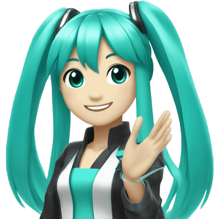 Hatsune Miku waving emoji