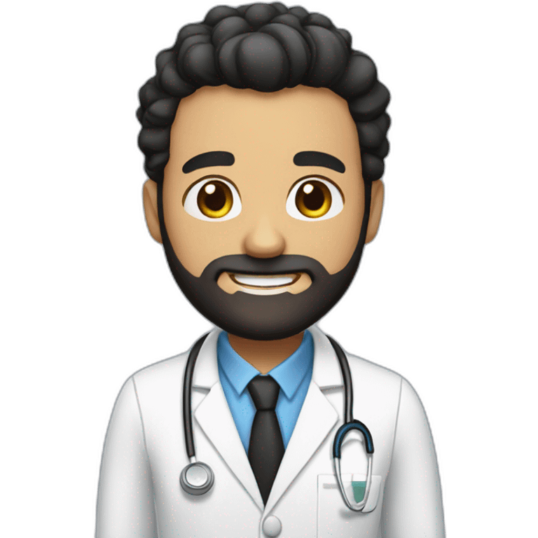 doctor brown beard smiles short black hair on the head emoji