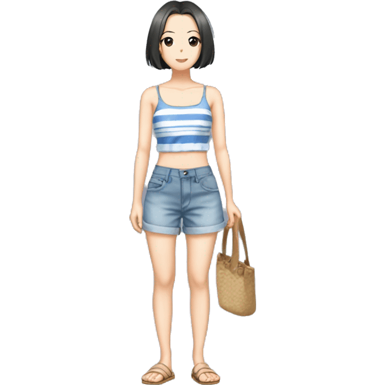 full body Mizuhara Chizuru rent a girlfriend, beach outfit emoji