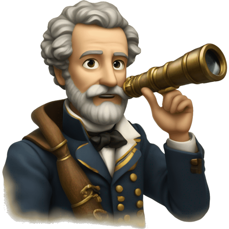 jules verne holds a spyglass in his hands emoji