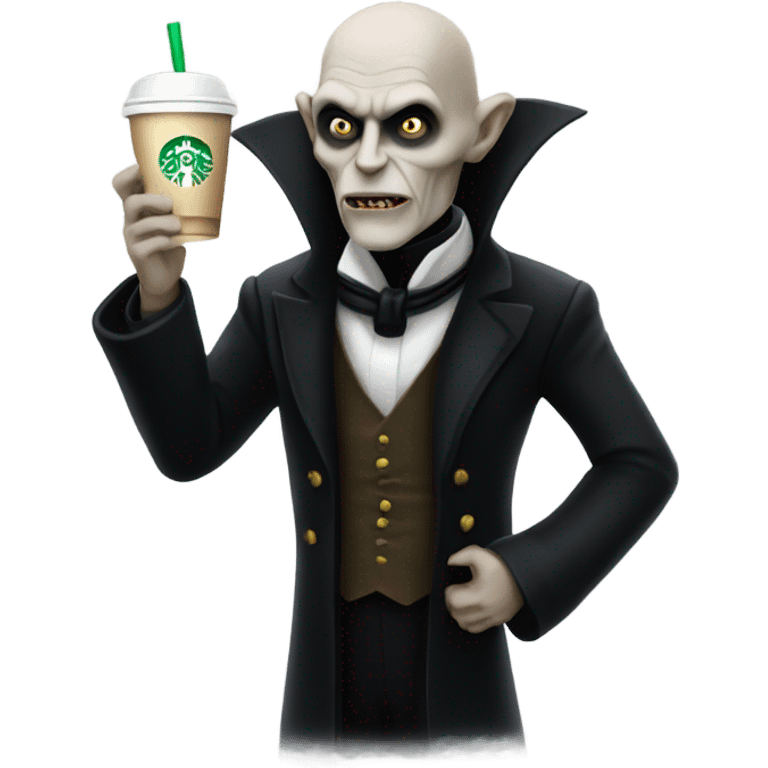 Count Orlok holding a cup from Starbucks emoji