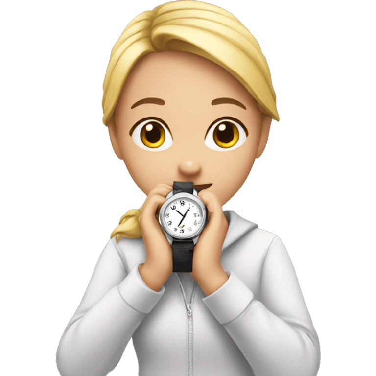 girl checking watch emoji