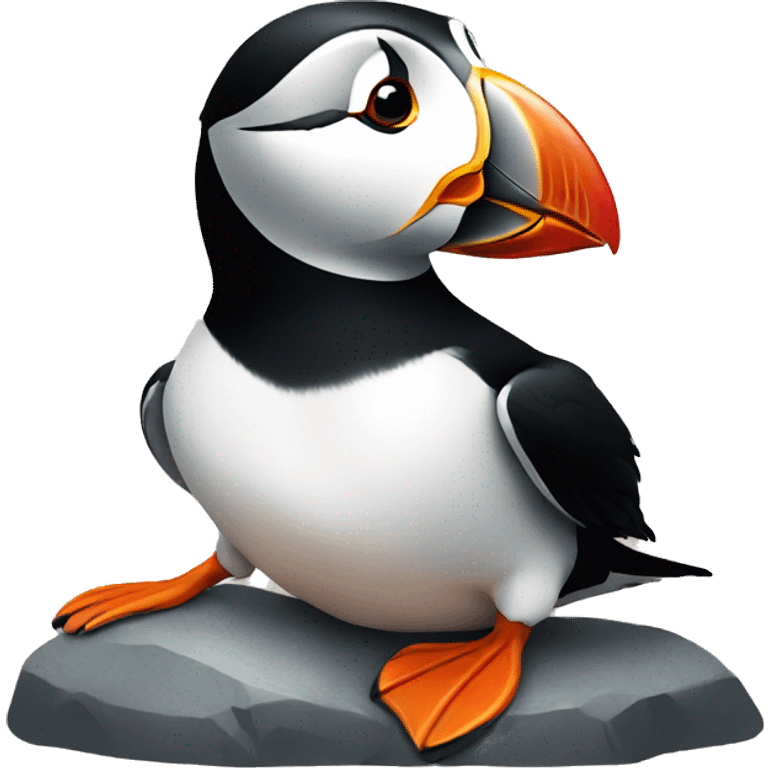 Puffin sitting on rocks  emoji