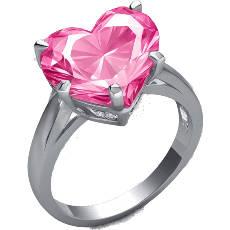 Pink heart shaped diamond on silver ring emoji