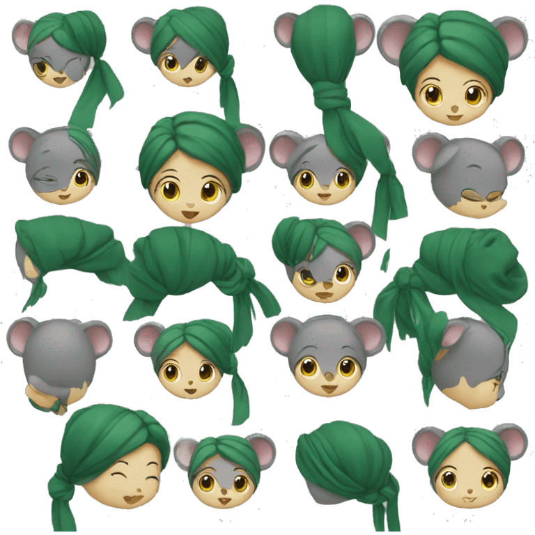 feminim grey mousehead with a only a small darkgreen scarf emoji