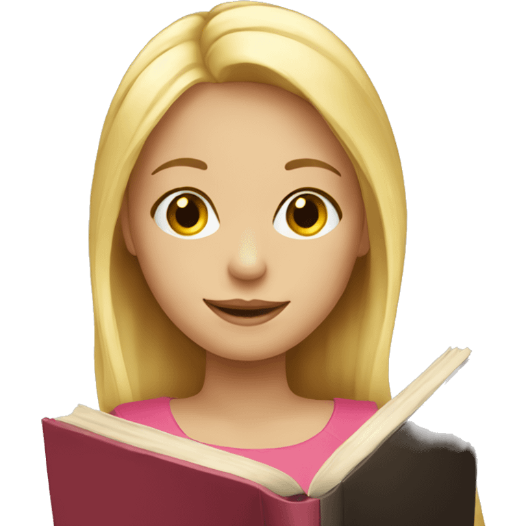 blond girl with book emoji