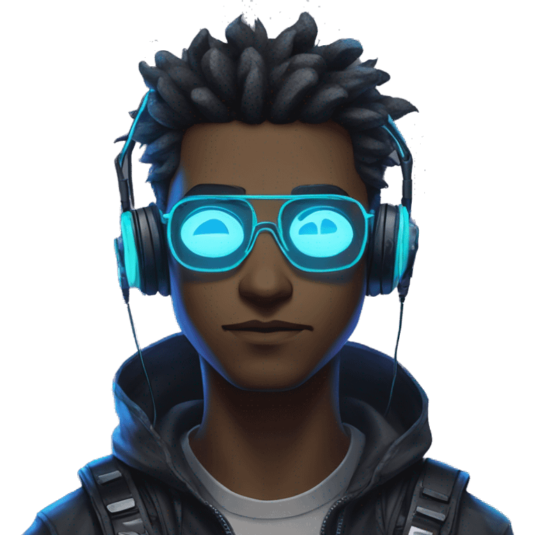 Anime gamer guy cyberpunk neon emoji