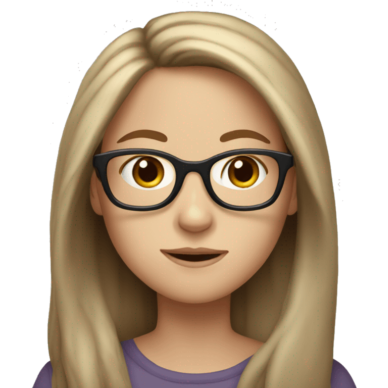 White girl with a brown long hair and glasses emoji