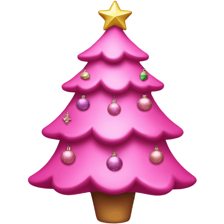 Pink Christmas tree with sparkly ornaments  emoji