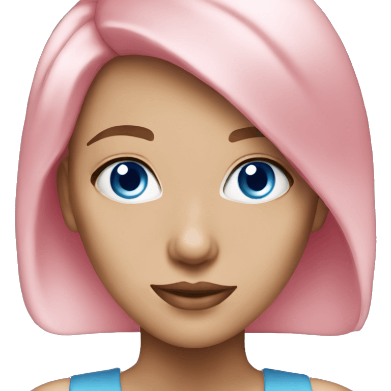 Blue eyes pink hair woman elegant emoji