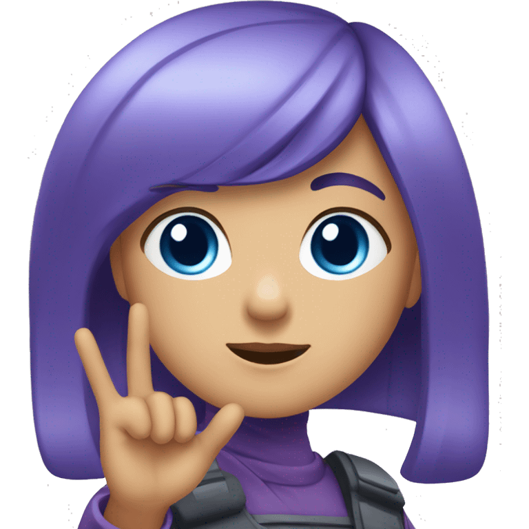 girl with (purple hair), (blue eyes), (saluting pose) emoji