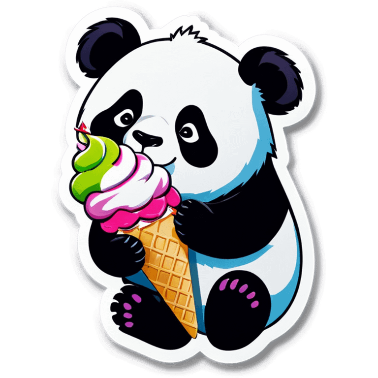 Panda eating ice cream emoji