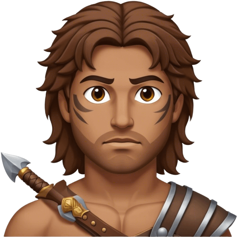 man warrior greek with brown hair emoji