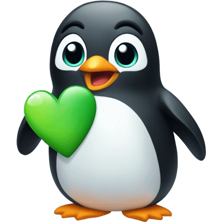 Penguin green heart emoji