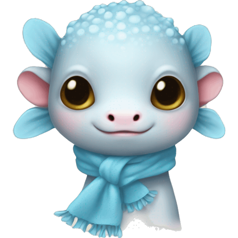 Axolotl wearing a baby blue scarf emoji