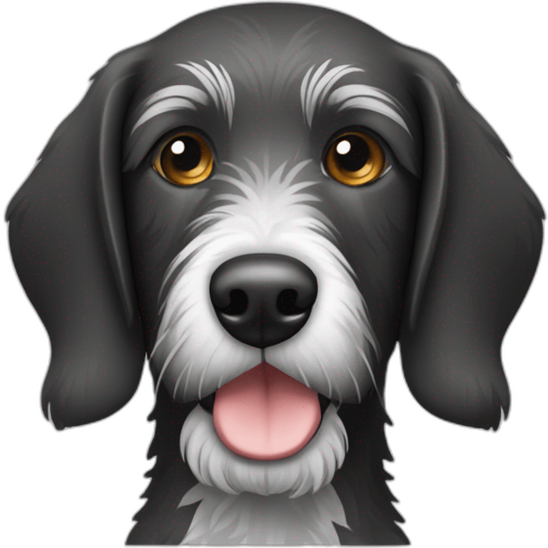 German Wirehaired Pointer dog black and white emoji