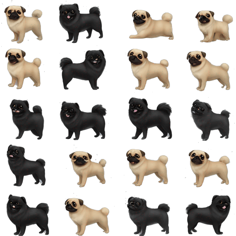 black pomeranian and pug playing together emoji