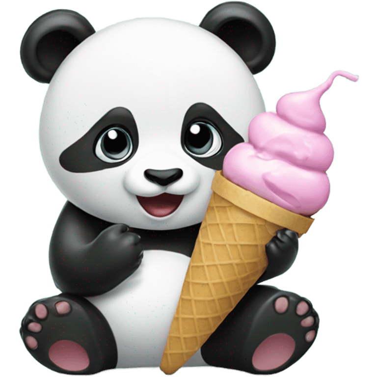 Panda eating ice cream emoji