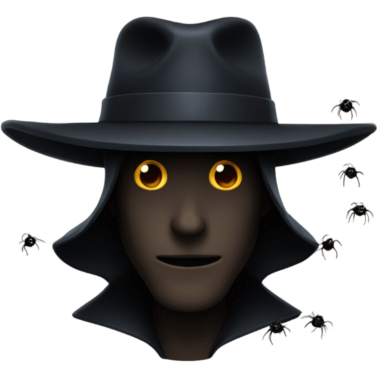 the hat man in the shadows with spiders emoji