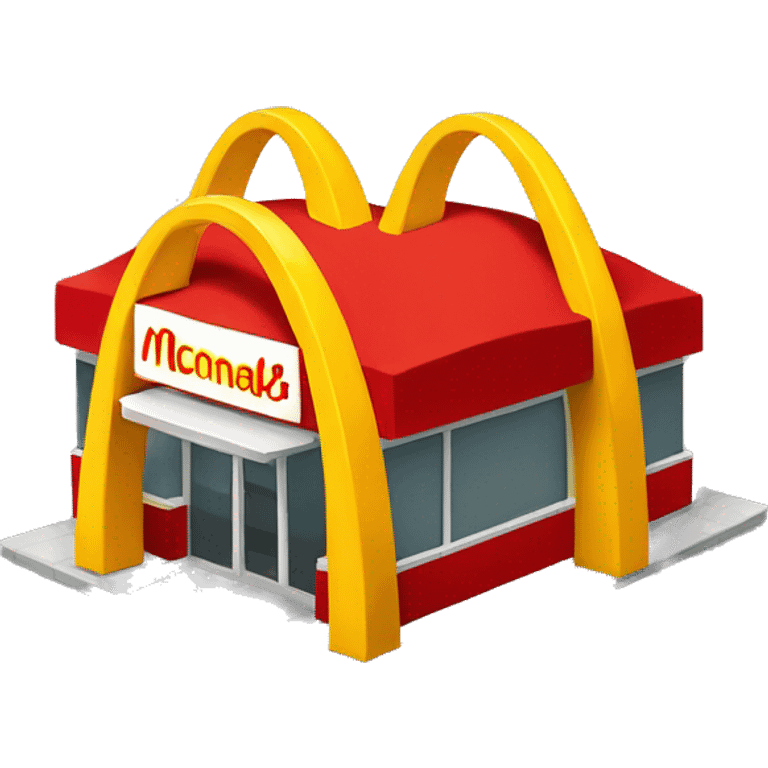 “McDonald’s store with the iconic golden arches, a red and yellow color scheme, and a simple, recognizable design that captures the essence of a fast food restaurant.” emoji