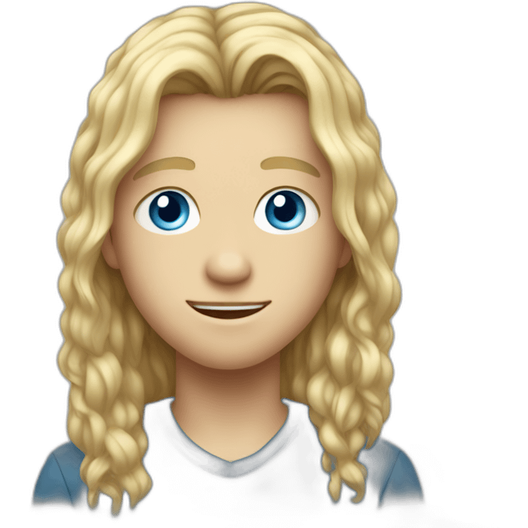 blue-eyed teen-ager boy with long blond hair emoji