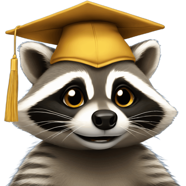 raccoon face with graduation hat emoji