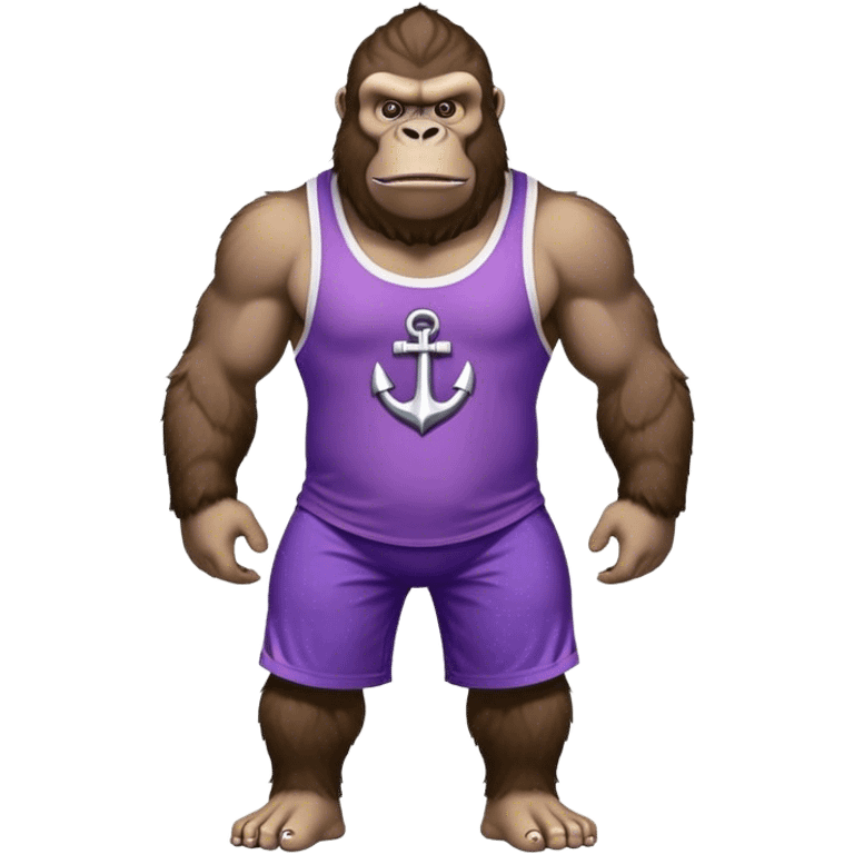 king kong wearing dockers sleeveless jersey white and purple anchor emoji