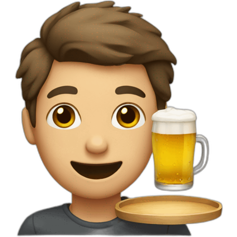 holding a tray with beer in it emoji