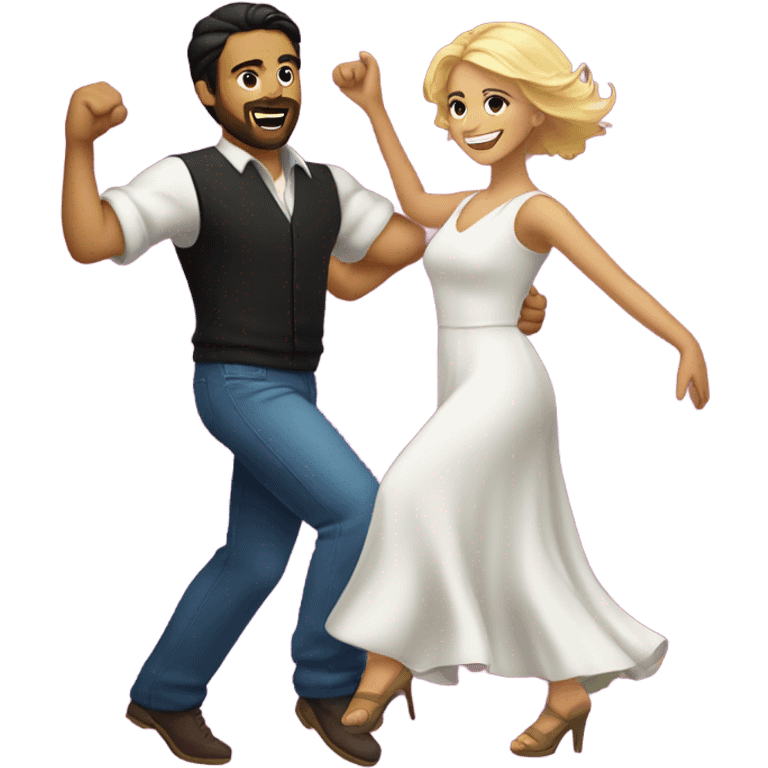 Puerto rican beard short hair with blonde girl dancing emoji