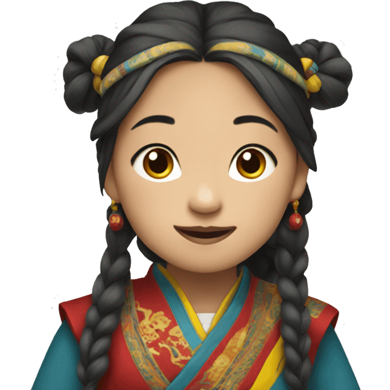 Tibetan girl wearing Tibetan traditional outfit emoji