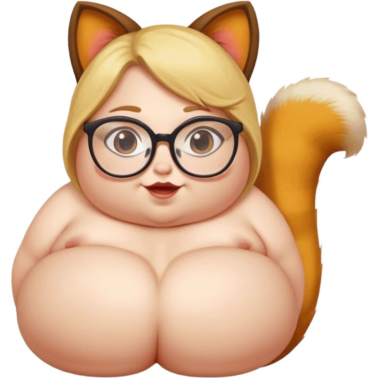 Fat white girl with a tail that has glasses attached to her emoji