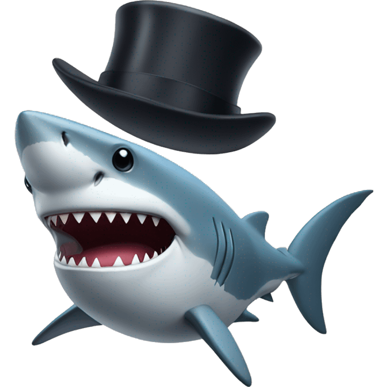 Shark with a top hat emoji