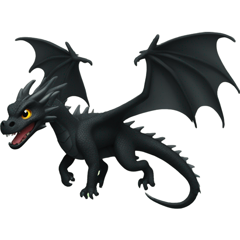 Black dragon flying over forest emoji